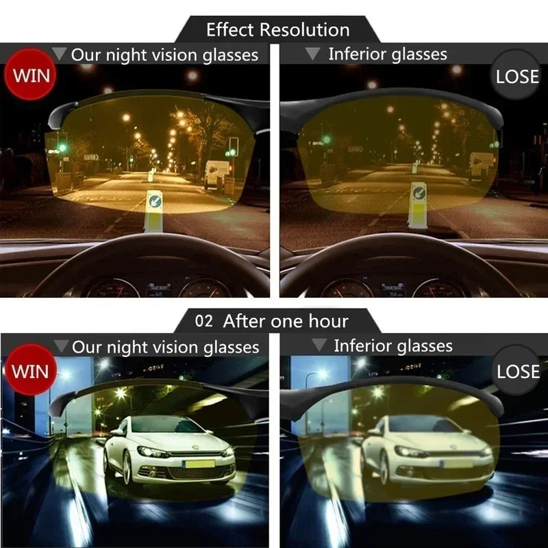Lunettes de vision nocturne — Anti-éblouissement, confort léger, style ZEN. Pour conduire, marcher ou méditer dans la douceur du soir.